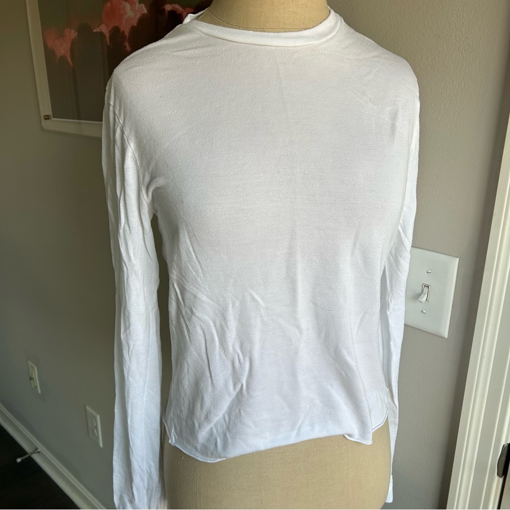 Talentless Cropped White Long Sleeve Tee | Size M | Streetwear Capsule Style - Picture 2 of 4
